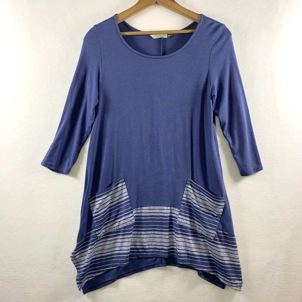 Chalet Womens Bamboo Blend Jersey Tunic Top Sz XS‎ Boho Artsy Lagenlook USA